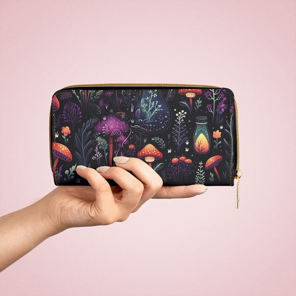 Witchy Potion Zipper Wallet | Dark Forest Tincture Design | Witch | Whimsigoth - Picture 6 of 7